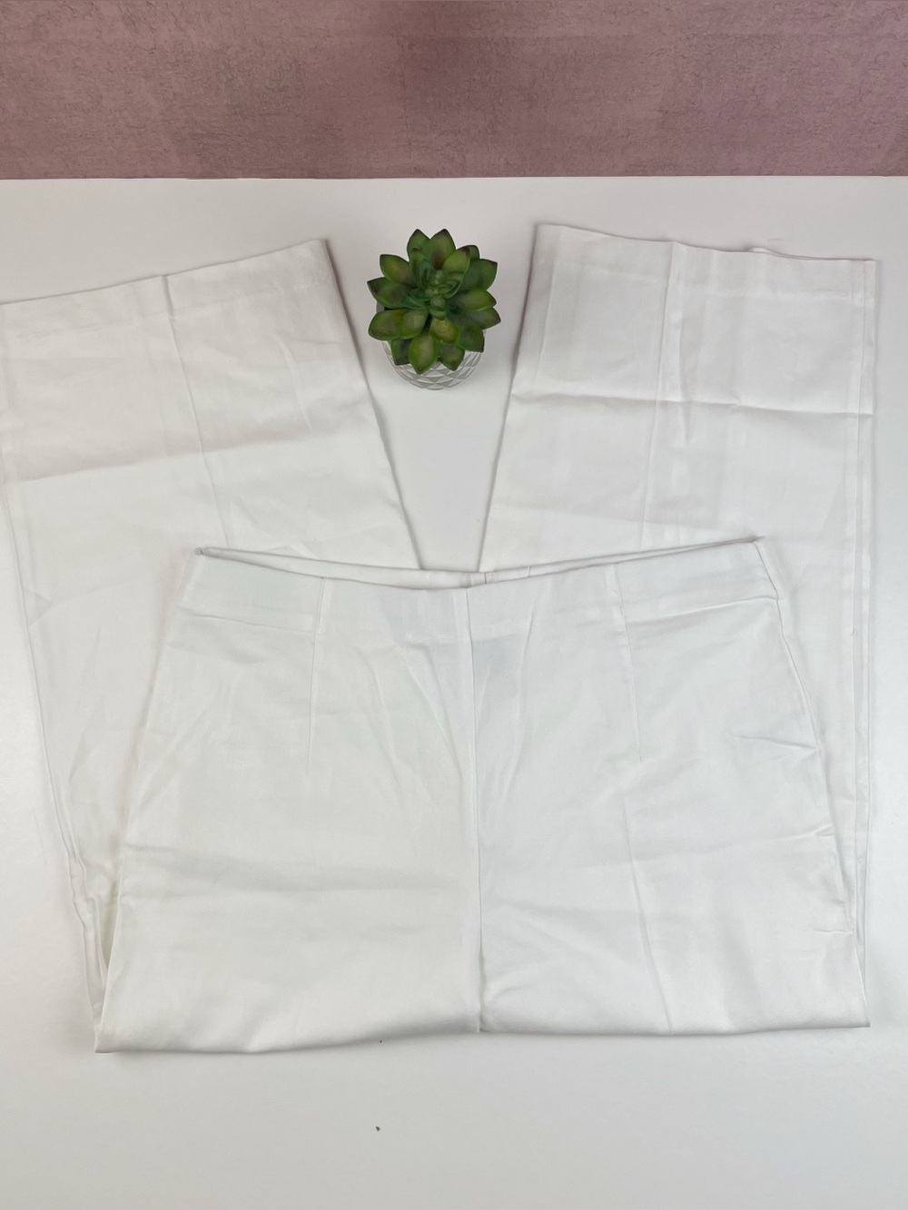 Nicole Miller New York Solid White Linen Blend Pants Women Large
